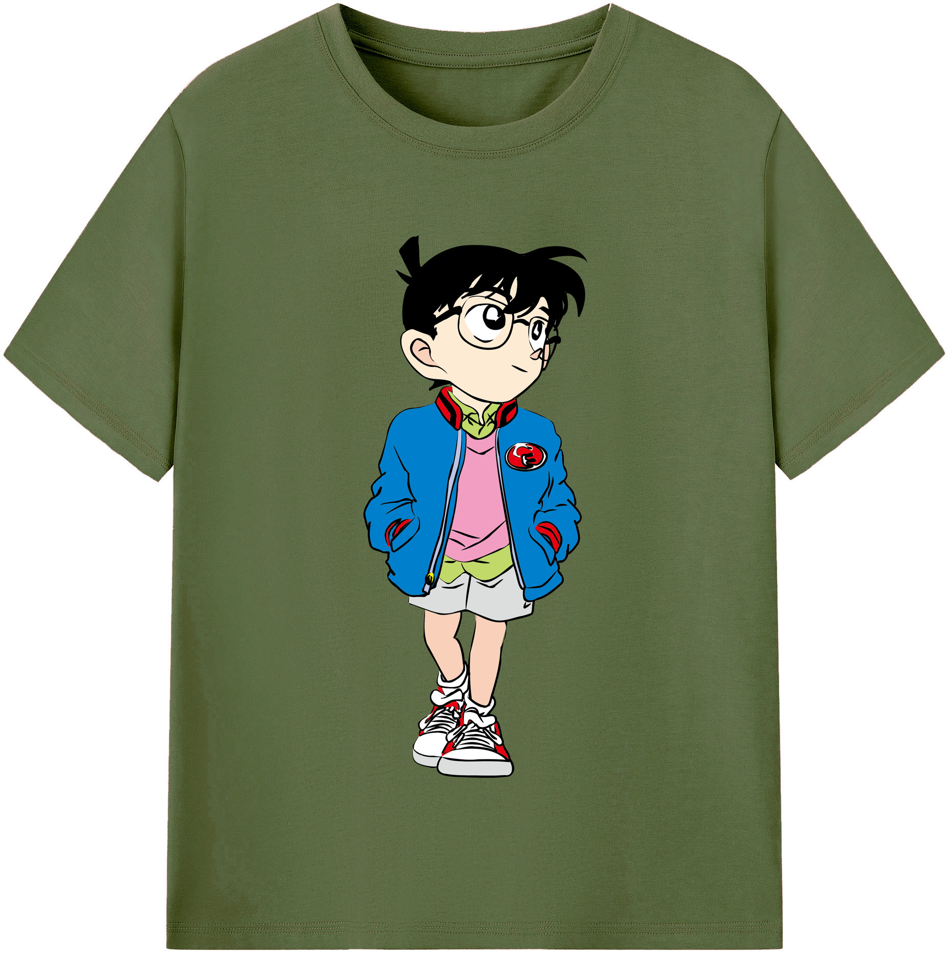 （画像用） 名探偵コナン 江戸川 コナン Detective Conan Conan Edogawa 綿100％半袖Tシャツ（フロントプリント）